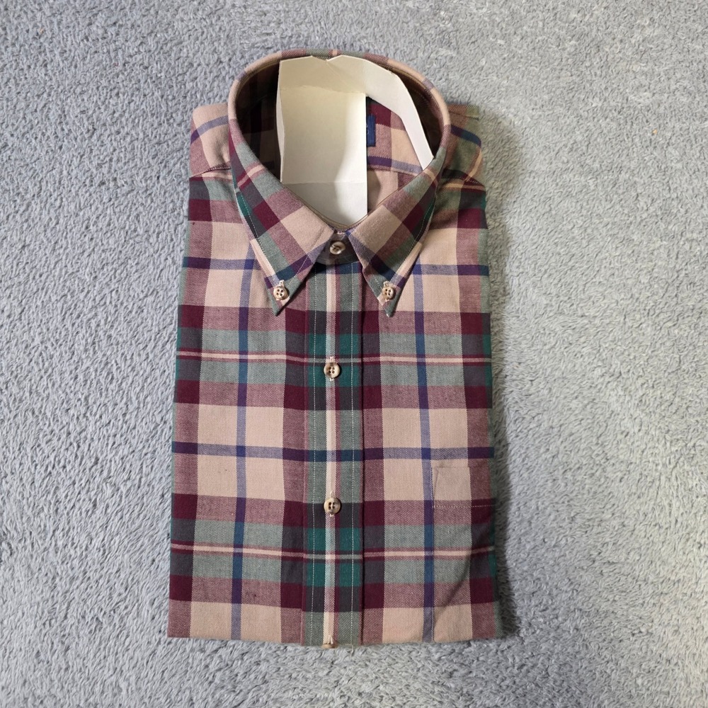 Gant Mens Medium Button Down Shirt Multicolor Plaid Cotton Wool Gantella Vintage
